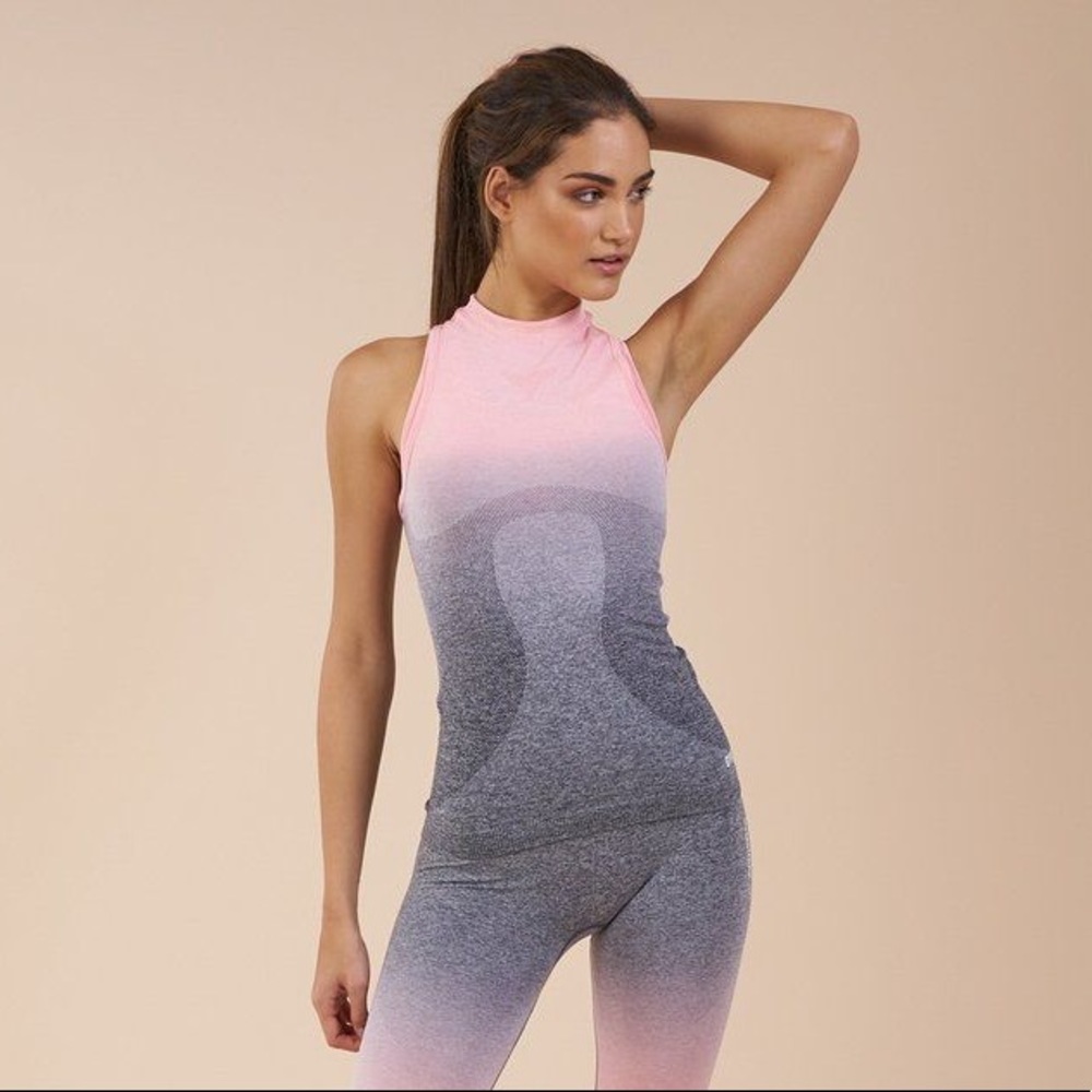 Gymshark Ombre Seamless Vest - Pink/Gray, UNUSED